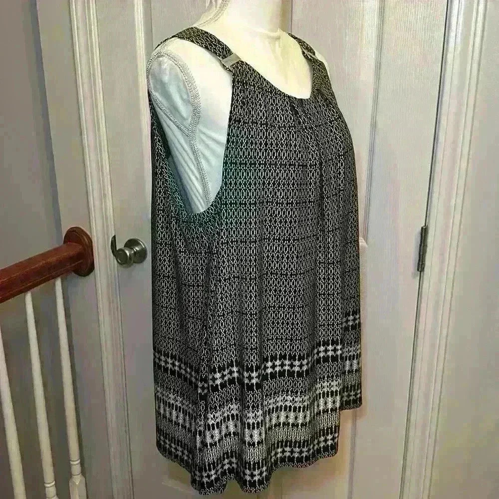 Rafaela Black & White Stylish Sleeveless Tank with Silver Clasps Women’s Size XL - Picture 3 of 9
